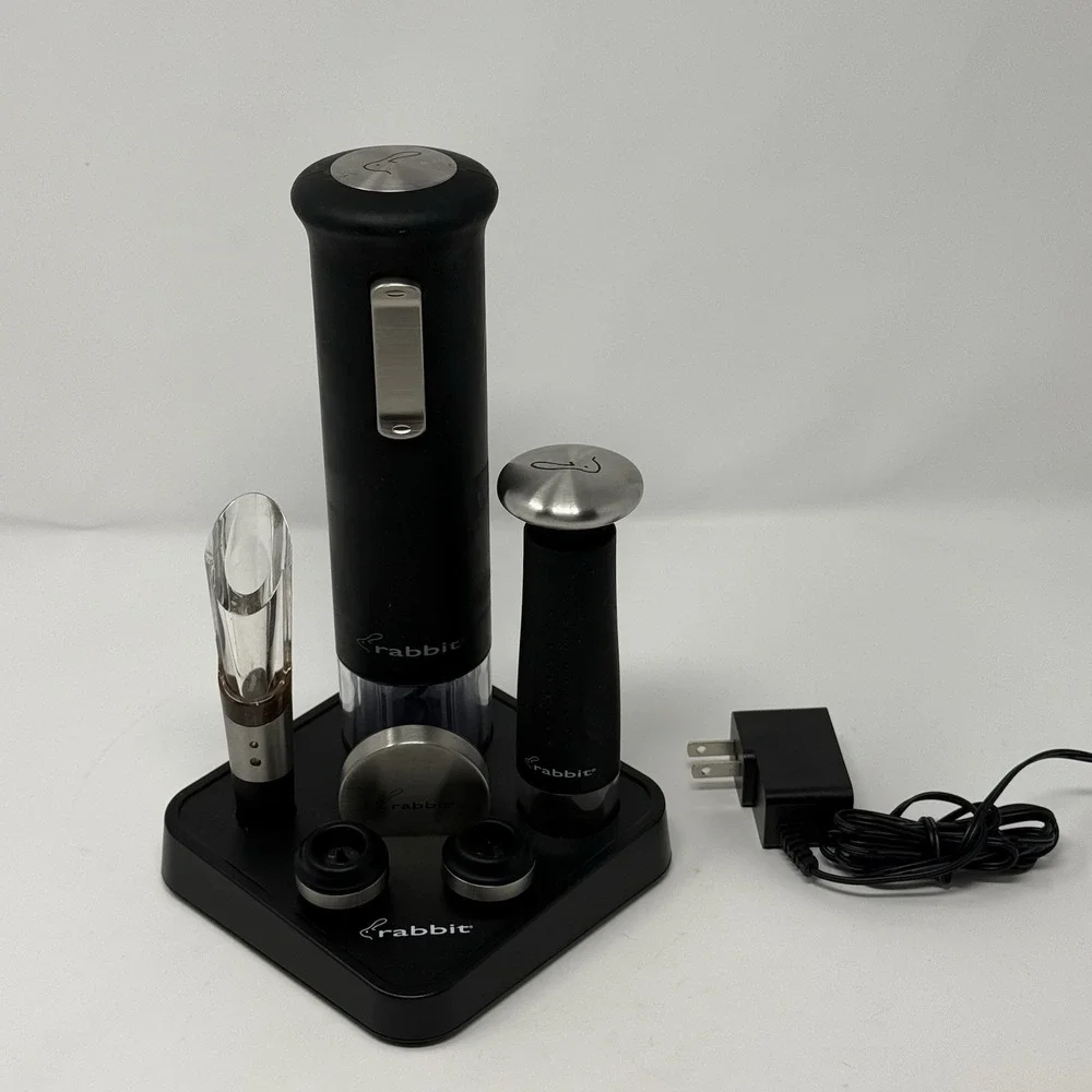 Rabbit Electric Wine Set Corkscrew Aerator Pourer Preserver Stoppers  Cutter
